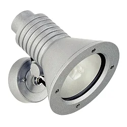 Außenwand-Strahler Typ Nr. 2182, IP54, E27 QA55 max. 15W, dreh- und schwenkbar, Alu-Guss / Sicherheitsglas, Silber matt