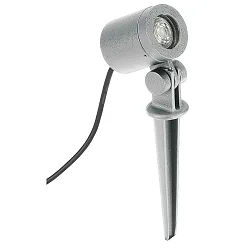 Spießstrahler Typ Nr. 2197, IP54, GU10 PAR16, schwenkbar, fokussierbar 21-40°, Alu-Guss, inkl. Steckerkabel, silber matt
