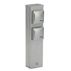 Outdoor Steckdose 2-fach, IP44, ohne Schaltfunktion, 2x 230V DE Schuko Typ C/F, Edelstahl matt, Typ 2200, Aufbauversion