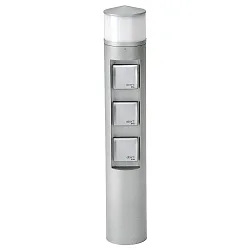 Outdoor Steckdosensäule Typ Nr. 2202, IP44, 3 Schuko-Steckdosen + LED, 10W 3000K 900lm, dimmbar, Edelstahl matt
