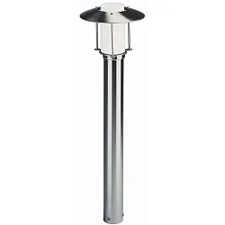 Pollerleuchte Typ Nr. 2257, mit Pagoden-Dach, Höhe 90cm, IP44, E27 QA55 max. 57W, Edelstahl / Opalglas