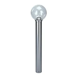 Pollerleuchte Typ Nr. 2261 mit Kugelschirm Ø 20cm, Höhe 90cm, IP44, E27 QA55 max. 57W, Edelstahl poliert / Blasenglas klar