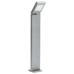 LED Pollerleuchte Typ Nr. 2296, IP44, Höhe 90cm, 14W 3000K 1400lm, schwenkbar 90° stufenlos, Alu-Guss / Opalglas, Silber matt