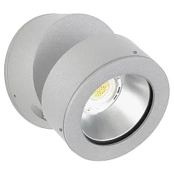 LED Außenwand-Strahler Typ Nr. 2389, IP54, 12W 3000K 1200lm 30°, dreh- und schwenkbar, dimmbar, Alu-Guss / Glas, Silber matt