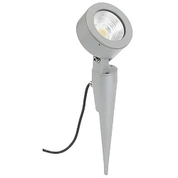 LED Spießstrahler Typ Nr. 2390, IP54, 12W 3000K 1200lm 30°, dreh- und schwenkbar, dimmbar, Alu-Guss / Glas, Silber matt