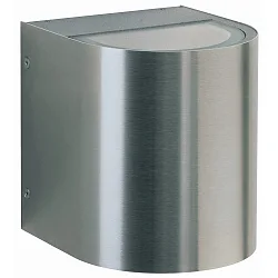 LED Außenwand-Strahler Typ Nr. 2403, Up/Down, breit/breit, Rund, IP44, 2x 6.7W 3000K 600lm, starr, Edelstahl / Glas klar