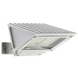 Outdoor LED Flächenstrahler Typ Nr. 2411, IP54, 32W 3000K 3200lm, schwenkbar, dimmbar, Alu-Guss / Borosilikatglas, Silber matt