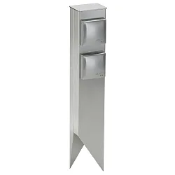 Outdoor Steckdose 2-fach, IP44, ohne Schaltfunktion, 2x 230V DE Schuko Typ C/F, Edelstahl matt, Typ 3300, mit Erdspieß