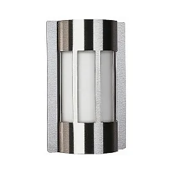 Außenwandleuchte Typ Nr. 6119, IP44, halbrund, 18 x 28cm, E27 QA55 max. 57W, Edelstahl / Opalglas