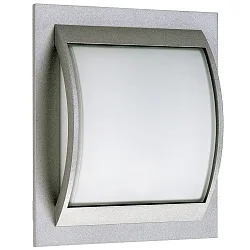 Outdoor Wand- und Deckenleuchte Typ Nr. 6202, IP44, 26.5 x 30cm, E27 QA55 max. 57W, Alu-Guss / Opalglas, Silber matt