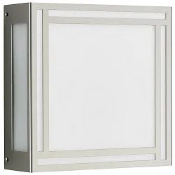 Outdoor Wand- und Deckenleuchte Typ Nr. 6285, IP44, 25.5 x 25.5cm5, E27 QA55 max. 57W, Edelstahl / Opalglas