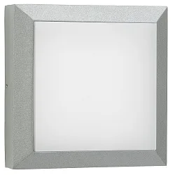 Outdoor LED Wall and Ceiling luminaire Type No. 6560, IP54 IK08, 19 x 19cm, 8W 3000K 880lm, cast alu, dimmable, silver