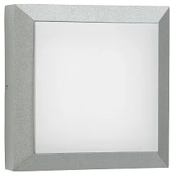 Outdoor LED Wand- und Deckenleuchte Typ Nr. 6561, IP54 IK08, 26 x 26cm, 16W 3000K 1600lm, Alu-Guss / Opal, dimmbar, Silber