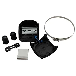 Outdoor Mastbox inkl. Stopfen + Adapterplatte für DIN Tragschiene (Hutschiene), IP65, Leergehäuse, freie Bestückung, schwarz