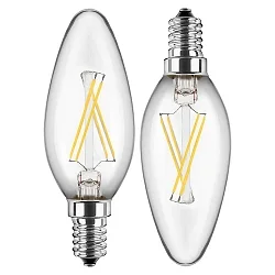 LED Filament Kerzenform, E14, 4.5W 2700K 470lm, Glas klar, DOPPELPACK