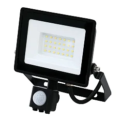 LED Fluter, 110°, 30W, 4000K, 2500lm, IP44, mit PIR-Sensor, schwenkbar, schwarz
