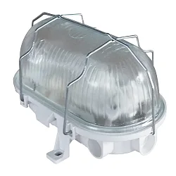 Feuchtraumleuchte BASIS, E27, IP44, Metall-Korb, oval, weiß