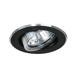 NV-Einbaustrahler JARRED-R, IP20, rund, Ø 8.2cm, 12V, GX5.3 max. 13W, schwenkbar, schwarz / Alu