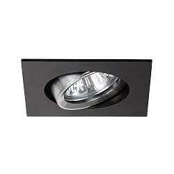 NV-Einbaustrahler JARRED-S, IP20, eckig, 8.2cm, 12V, GX5.3 max. 13W, schwenkbar, schwarz / Alu