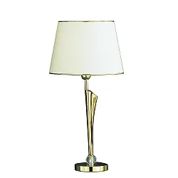 Tischleuchte BAHIA, E27 max.60W, Messing-Guss / Kristall / Moire Jaquard, Gold / beige