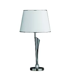Tischleuchte BAHIA, E27 max.60W, Messing-Guss / Kristall / Moire Jaquard, Schwarzchrom