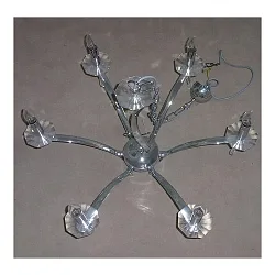 Pendelleuchte STELLA, 6-flammig, 6x E14 max. 40W, Messing-Guss / Kristall, Chrom