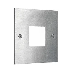 Recessed outdoor LED wall luminaire, IP54, 230V 1.2W 3000K, stainless steel / Acry opal, square 8x8cm