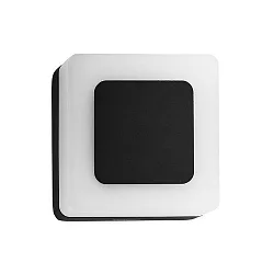 Outdoor LED Wandleuchte, IP54, eckig, mit 2 wechselbarer Frontplatten, 230V, 9W 3000K 665lm, Strukturschwarz / opal