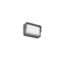 LED Außenwandleuchte COATIS, IP65, eckig / breit, 230V AC, 12W 3000K, schaltbar, graphitgrau / opal