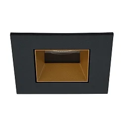 LED Einbau-Downlight ALTERO, IP44, quadratisch, 8.3 x 8.3cm, Blende tauschbar, 500mA, 9.2W 3000K 820lm 33°, Schwarz / Gold