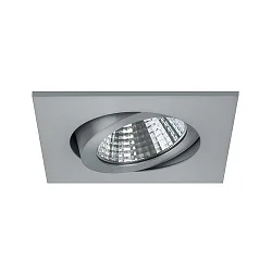 LED Einbaustrahler, IP20, quadratisch, 8.2 x 8.2cm, Plug&Play 350mA, 7W 2700K 740lm 38°, schwenkbar 30°, Alu matt