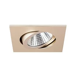 LED Einbaustrahler, IP20, quadratisch, 8.2 x 8.2cm, Plug&Play 350mA, 7W 2700K 740lm 38°, schwenkbar 30°, Champagner matt