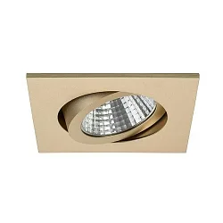 LED Einbaustrahler, IP20, quadratisch, 8.2 x 8.2cm, Plug&Play 350mA, 7W 3000K 740lm 38°, schwenkbar 30°, Champagner matt