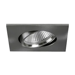 LED Einbaustrahler INDIWO68-S DTW, IP20, eckig, 8x8cm, 350mA, 6W 1800-300KK 420lm 36°, CRi >95, schwenkbar, dim2warm, Nickel
