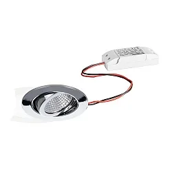 Outdoor LED Einbaustrahler-Set, IP65, rund, 230V AC, 6W 3000K 650lm 38°, schwenkbar, Chrom