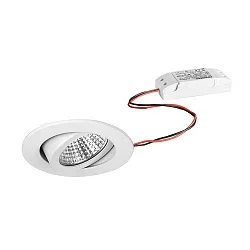Outdoor LED Einbaustrahler-Set, IP65, rund, 230V AC, 6W 3000K 650lm 38°, schwenkbar, Weiß