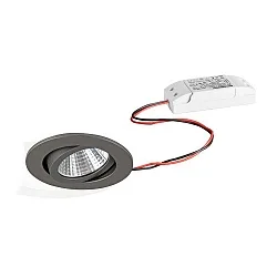 Outdoor LED Einbaustrahler-Set, IP65, rund, 230V AC, 6W 3000K 650lm 38°, schwenkbar, Titan matt