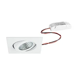 Outdoor LED Einbaustrahler-Set, IP65, quadratisch, 230V AC, 6W 3000K 650lm 38°, schwenkbar, Weiß