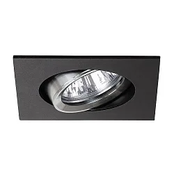 HV-Einbaustrahler JARRED-S, IP20, eckig, 8.2cm, 230V, GU10 max. 10W, schwenkbar, schwarz / Alu