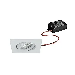 Recessed LED spot, IP20, square, 230V AC, 6W 3000K 640lm 38°, swivelling 20°, white
