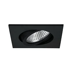Recessed LED spot, IP20, square, 230V AC, 6W 3000K 640lm 38°, swivelling 20°, black