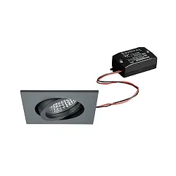 Recessed LED spot, IP20, square, 230V AC, 6W 3000K 640lm 38°, swivelling 20°, matt titanium