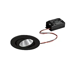 LED Einbaustrahler-Set inkl. Konverter, IP20, 230V, 7W 2700K 770lm 38°, schwenkbar, Schwarz