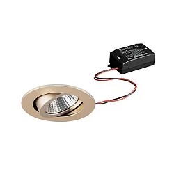 LED Einbaustrahler-Set inkl. Konverter, IP20, 230V, 7W 2700K 770lm 38°, schwenkbar, Champagner matt