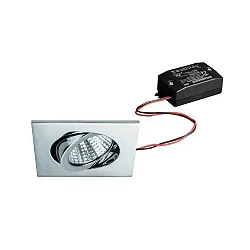 LED Einbaustrahler-Set inkl. Konverter, IP20, quadratisch, 230V, 7W 2700K 740lm 38°, schwenkbar 30°, Chrom