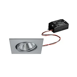 LED Einbaustrahler-Set inkl. Konverter, IP20, quadratisch, 230V, 7W 2700K 740lm 38°, schwenkbar 30°, Alu matt