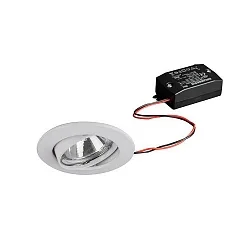 LED Einbaustrahler-Set inkl. Konverter, IP20, quadratisch, 230V, 6W 3000K 730lm 38°, schwenkbar, schaltbar, weiß glänzend