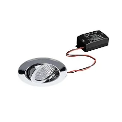 LED Einbaustrahler-Set inkl. Konverter, IP20, rund, 230V, 7W 3000K 740lm 38°, schwenkbar 30°, Chrom