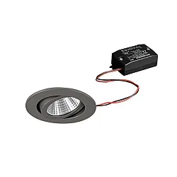 LED Einbaustrahler-Set inkl. Konverter, IP20, rund, 230V, 7W 3000K 740lm 38°, schwenkbar 30°, Titan matt