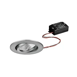 LED Einbaustrahler-Set BB03 inkl. Konverter, IP20, rund, 230V, 6W 3000K 640lm 38°, schwenkbar 30°, Nickel matt